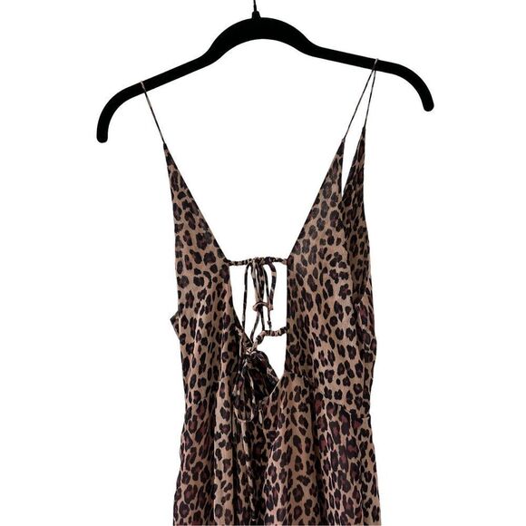 Jonathan Simkhai Leopard Print Wide Leg Tie Back Jumpsuit Women’s Size Medium - Picture 5 of 5